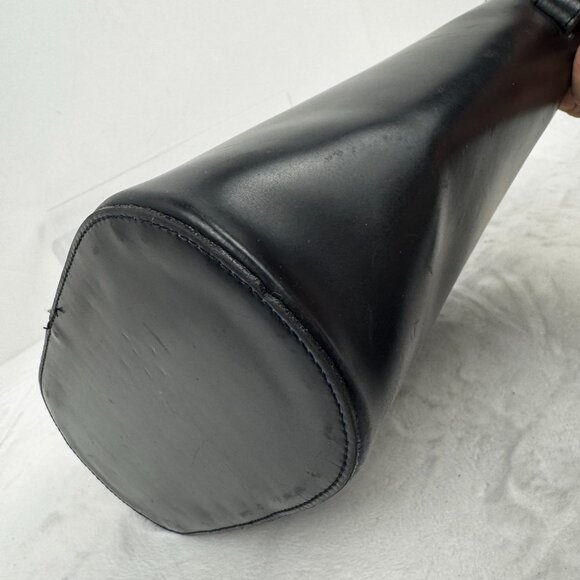 Lovie Paris Black Leather Small Shoulder Bag Purse Zip Closure Y2K Vintage Made - Picture 16 of 16